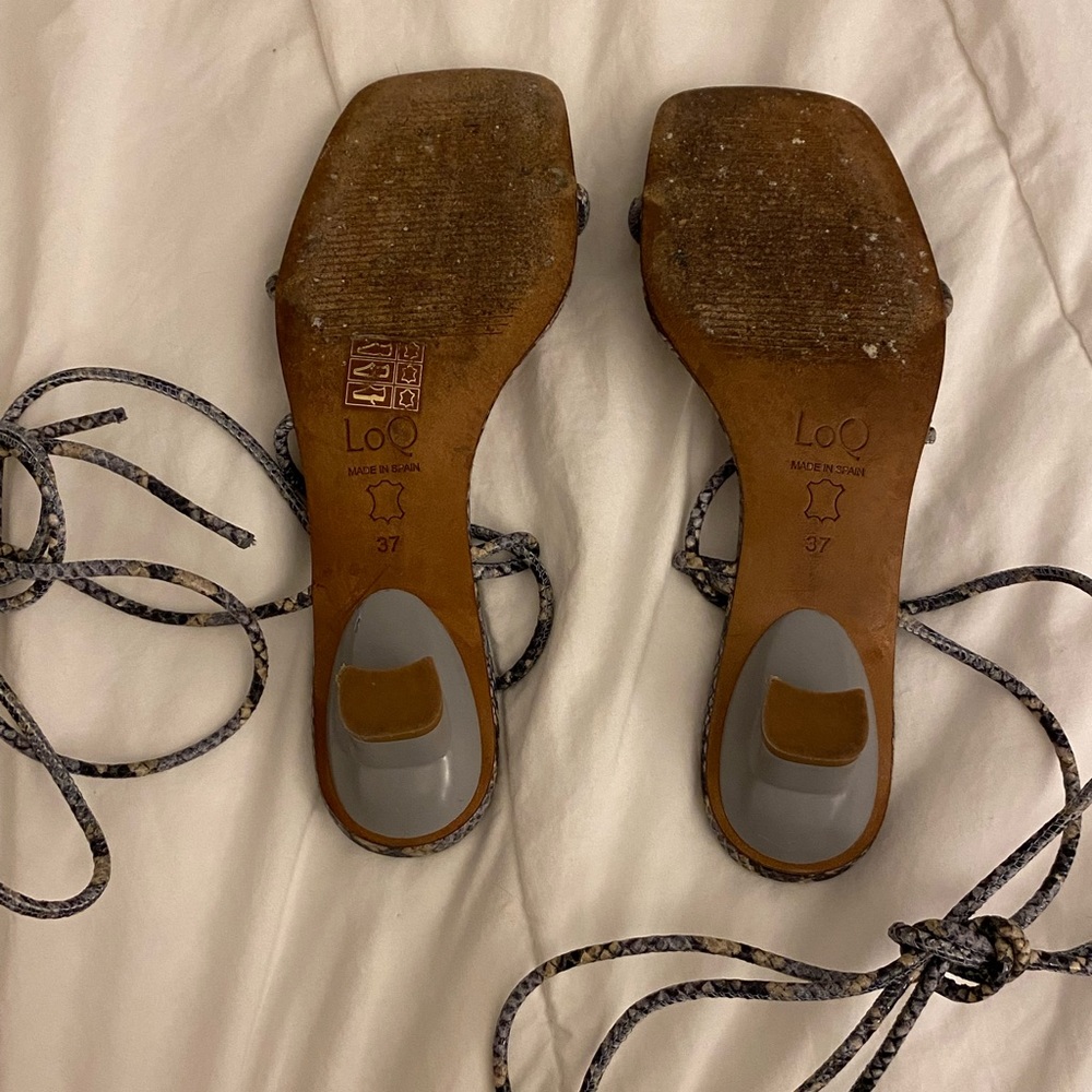 LoQ Roma lace up Sandals in Luna Snake size 37 kitten heel wrap leather open toe - Picture 4 of 10